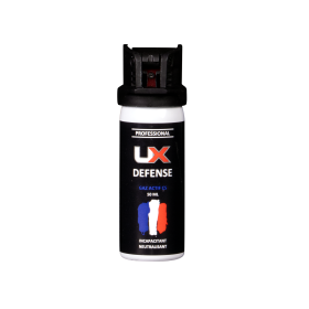 BOMBE DE DÉFENSE UX 50ML - GAZ CS AVEC CAPOT CLAPET DE SÉCURITÉ