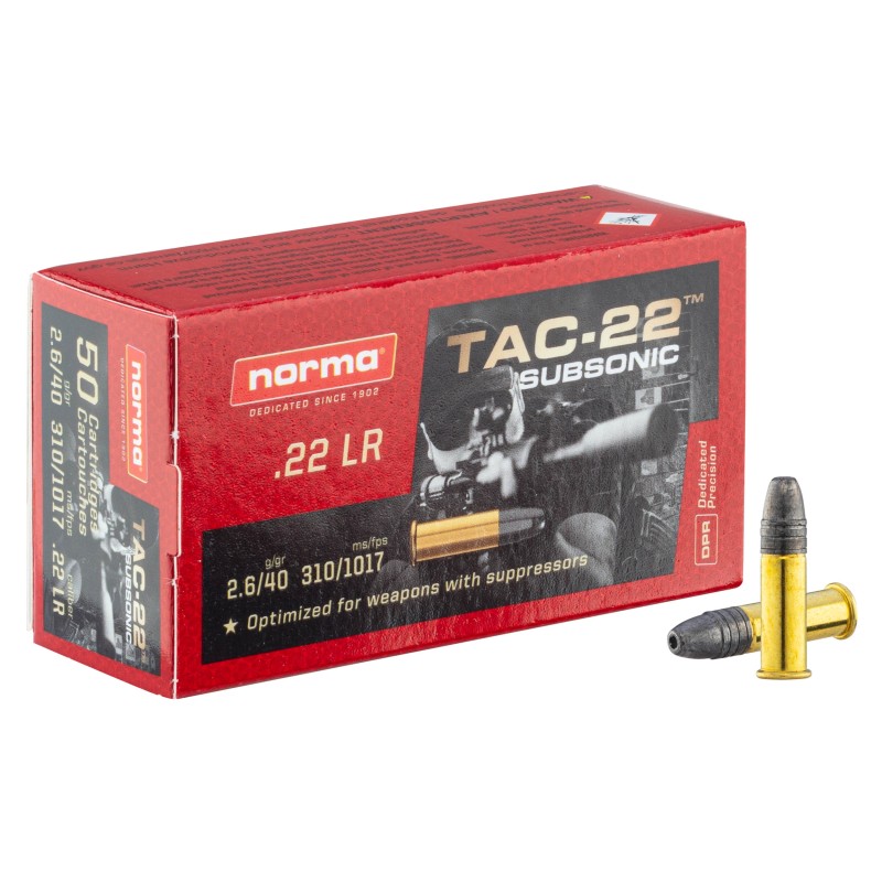 CARTOUCHES .22 LR NORMA SUBSONIQUE /50